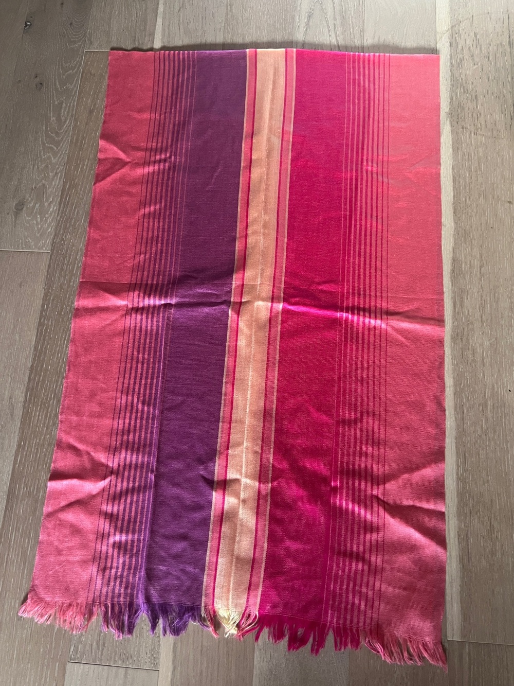 Pink Scarf with Frayed Ends